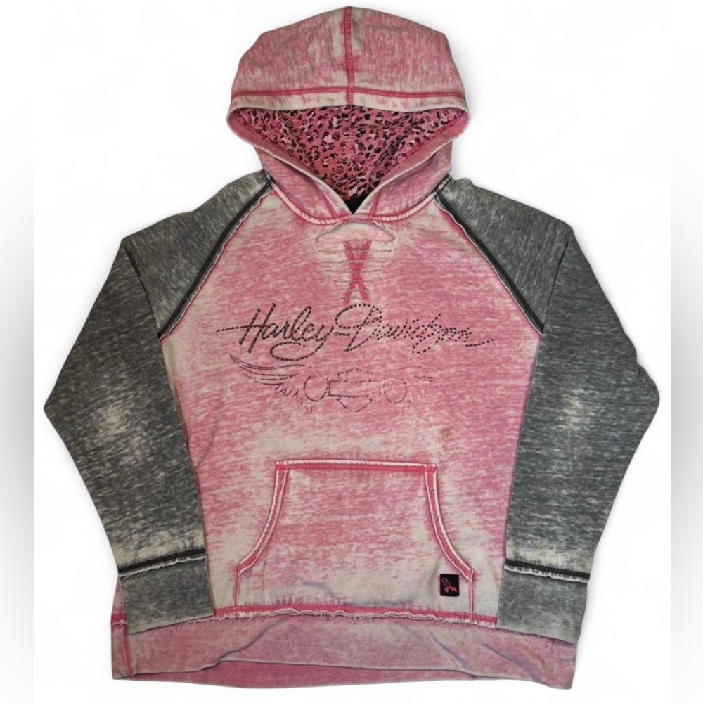 Harley-Davidson Pink and Grey Hoodie Pullover